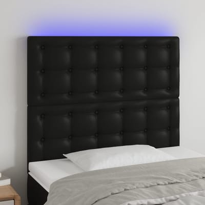 vidaXL - Hoofdbord - LED - 80x5x118/128 - cm - kunstleer - zwart