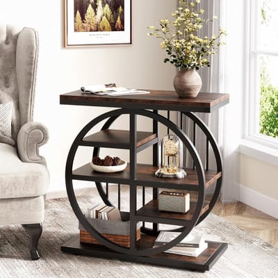 Tribesigns Bijzettafels- 60x30x67cm - Sidetable - Bijzettafels Van Hout En Metaal - Bruin