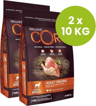 Wellness CORE dry dog adult original Kalkoen Kip 20KG - Hondenvoer - 2 x 10kg