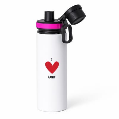 Hacebo® - ik hou van mijn tante waterfles met draaidop roze - Tante - De liefste tante - Cadeau voor je tante - familie - hartje - love - water fles - 850ML