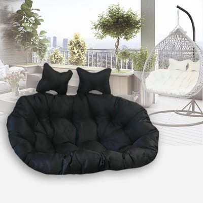 Stoelkussen Dubbel - Eierschaal Kussen - Buiten Zitten - Waterdicht Dik - 150x110cm - Zwart