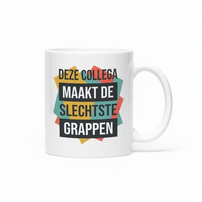 Deze Collega Maakt De Slechtste Grappen Mok – Grappige Kantoor Tekst Koffiemok – 330 ml Keramische Mok