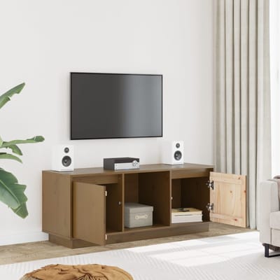 vidaXL - Tv-meubel - 110,5x35x44 - cm - massief - grenenhout - honingbruin