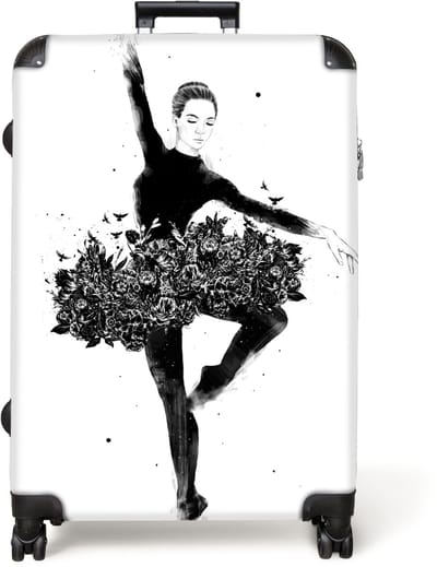 NoBoringSuitcases.com® - Koffer groot - Reiskoffer lichtgewicht - Vrouw - Dans - Bloemen - Ballerina - Natuur - Rolkoffer met 4 wielen - Grote trolley XL - 98 liter bagage
