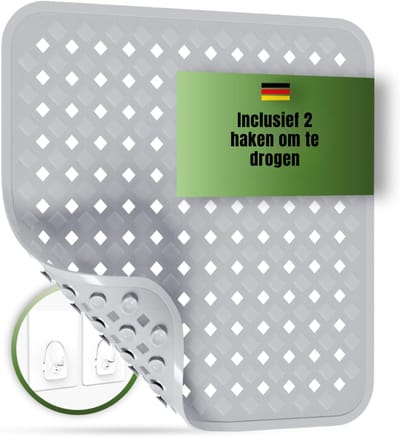 MMP®Badmat antislip voor in bad - Douchemat antislip voor douche - Badmat antislip - Grijs - 53cm x 53cm x 1cm