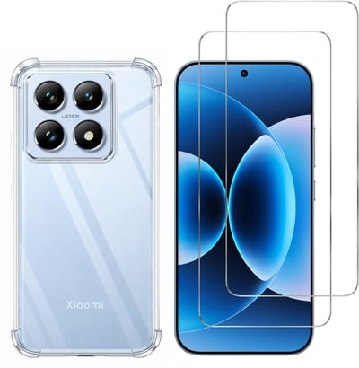 Hoesje geschikt voor Xiaomi 17 backcover Shockproof siliconen Transparant en 2 stuks Screenprotector Gehard Glas