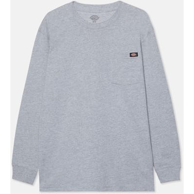 Dickies Pocket Lange Mouwen Katoenen Heren T-Shirt Grijs