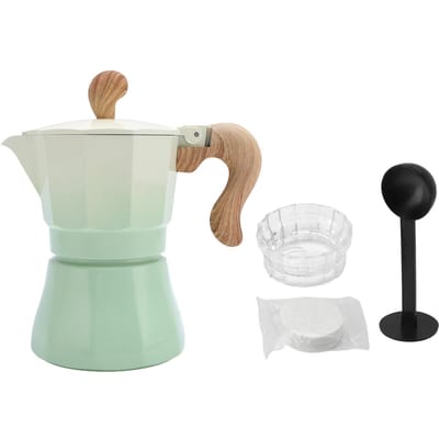 Italiaanse Koffiezetter 150ml Enkelkleps Koffiepot met Koffiedistributielepel Papieren Filter 3 groen