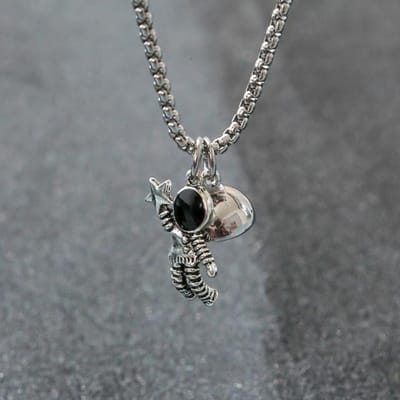 Magnetische Match Gekoppeld Hanger Ketting Astronaut Koppel Ketting Voor Geliefden Ruimtevaarder Roestvrij Staal Ketting Vriend Halsbanden gray