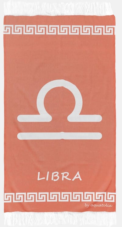 uit Turkije By Aquatolia Hamamdoek Libra Zodiac - 100% Zacht Katoen - Strandlaken - Handdoek - Oranje - 100cm x 180cm - Originele hamamdoek uit Turkije