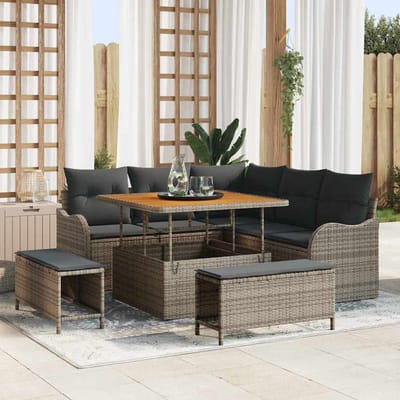 vidaXL - Tuinbank - Set - 8 - st - 7-Aantal - zitplaatsen - Grijs