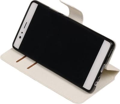 Wit Huawei P9 Lite TPU wallet case booktype hoesje HM Book