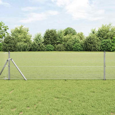 vidaXL - gelast - draadhek - met - grondbevestiging - 10 - x - 0,4 - m - Zilverkleurig