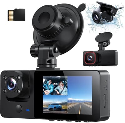 Quvo® Dual Dashcam - Dashcam Voor Auto 1080p - Voor en Achter Camera – Zwart - 11cm x 2cm x 6cm