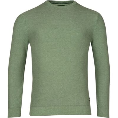 Baileys Trui Two-Tone Jacquard Crew Neck Allover Plated Olive Green Melange / male