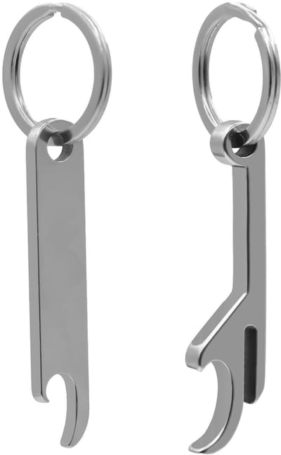 2 stuks bierflesopener, sleutelhanger, flesopener, bierflesopener, sleutelhanger, roestvrij staal, blikopener, multifunctionele flesopener, sleutelring voor feest, festival, bar