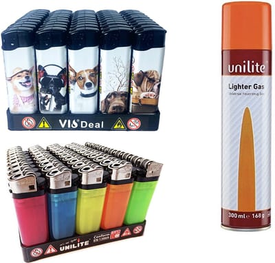 Unilite - Aanstekers - 100 stuks - navulbaaraanstekers + 1 gasfles - aansteker
