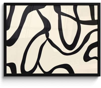 Poster in lijst - Fotolijst 70x50 cm - Posters - Abstract - Lijnen - Modern - Beige - Posterlijst zwart - Decoratie - Wanddecoratie woonkamer - Muurdecoratie slaapkamer