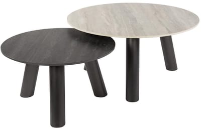 Fraaai - Cattaneo ronde salontafels - set van 2 - travertin look