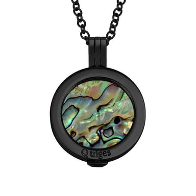 Quiges - RVS 25mm Munthouder Zwart met Ketting en Munt - EPRHZ2376