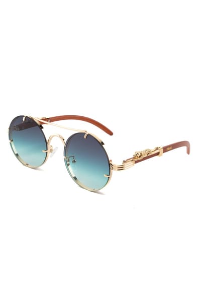 KIMU® Zonnebril Panter Rond - Goud Montuur - Groene Glazen - Volwassenen Kunststof Luxe Luipaard Cheetah Mode Miljonair Rijkdom Influencer Festival