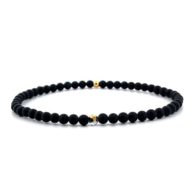 IbizaMen - heren armband - matte onyx - gold - 4mm - 21cm