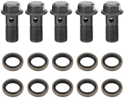 Dailygoods- Banjo Schroeven Set van 5 - Remklauw Afdichtring - M10 x 1.25 mm - Roestvrij Staal - Voor GY6 Motorfiets - Gewicht 252 g