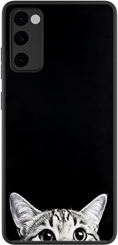 Hoesje geschikt voor Samsung Galaxy S20 FE - Kat kiekeboe - Zwart - TPU case - Print - Hardcase zwart telefoonhoesje