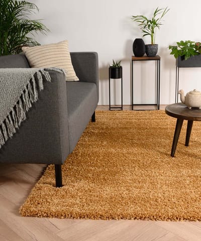Hoogpolig vloerkleed - Shaggy Trend goud 60x110