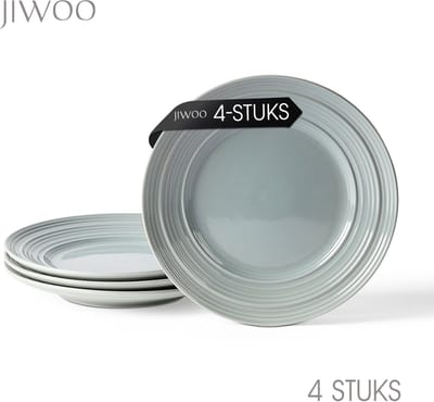 Dinerborden set van 4 (Ø21,4cm / 8,5inch), Ontbijtborden, Pastaborden, Pizzaborden, serviesset 4 persoons, Geschikt voor restaurants, hotels, banketten, familiefeesten, en picknicks, Magnetron-vaatwasserbestendig, Keramiek