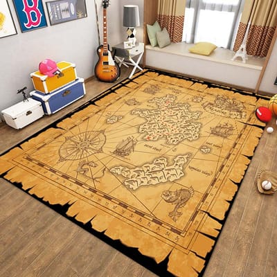 15 Maten Antieke Piraten Schatkaart Tapijt Vloerkleed voor Slaapkamer Woonkamer Boho Decor Kruipmat voor Kinderen College Slaapzaal Decor 40x60cm (16x24in)