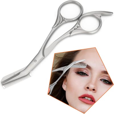 Schaar met kam - Gezichtshaar trimmer - Wenkbrauwen stylen - 2-in-1 functie - 14.5 cm handgreep - Zilverkleurig