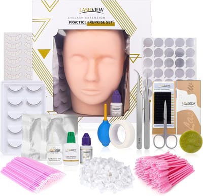Wimperverlengingsset - Oefenset wimpers - Wimperstyling Oefenen - Realistisch Mannequinhoofd - 930 gram - Niet gespecificeerd
