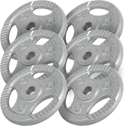 Gorilla Sports Gewichten - Set 30 kg - Gripper Gietijzer - 30 mm - 6 x 5 kg