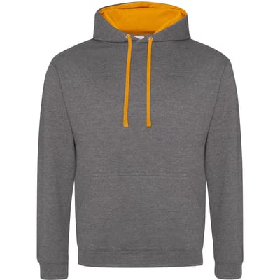 Just Hoods Varsity Hoodie JH003 - Charcoal (Heather)/Orange Crush - L