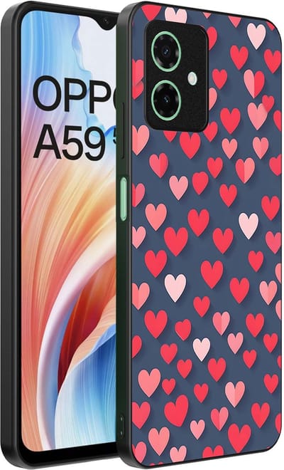 Smartphonica Telefoonhoesje Geschikt voor Oppo A59 met Roze en Rode Hartjes Opdruk - TPU Backcover Case With Rosé and Red Heart Design geschikt voor Oppo A59