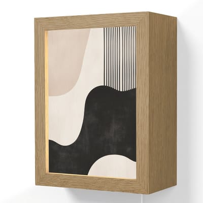 Wandlamp 15x20 cm - Oplaadbaar - Abstract - Japandi - Beige - Modern - Wandlampen binnen woonkamer - Slaapkamer lamp met kabel - Decoratieve nachtlamp - Vloerlamp snoer