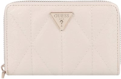 GUESS portemonnee Aldina SLG Medium Zip Around Wallet Cream White crème