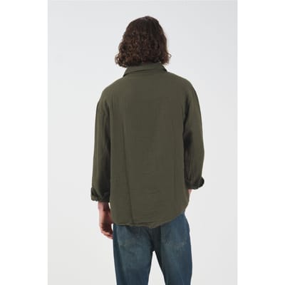 Heren Relaxed Fit Katoenen Langdellige Shirt
