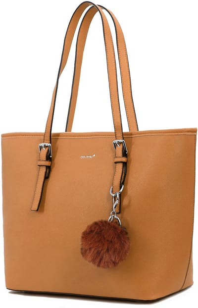 TANTOMI Dames Handtassen - Dames Tas Shopper met rits - Handtas - Schooltas - Bruin