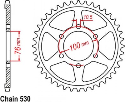 Tandwiel 45dts P530 voor Suzuki 1200 Bandit 1995-2005 JTR816.45
