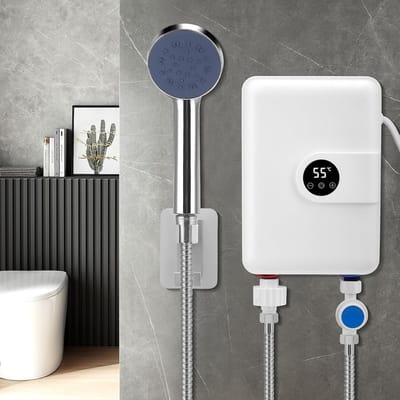 Doorstroomboiler - Mini Boiler - Direct Warm Water - LCD Temperatuur Display - 5500W Vermogen - Wit