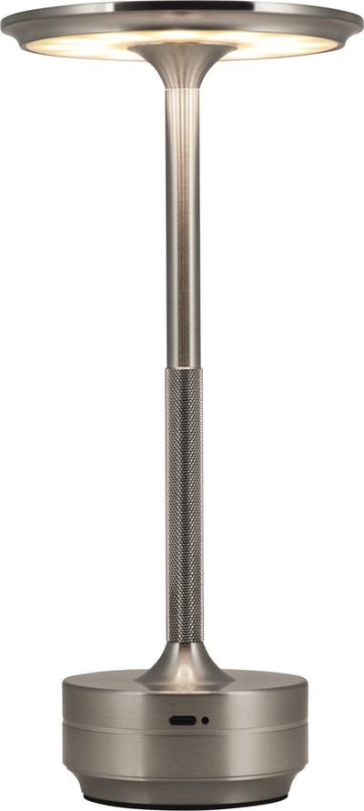 Goliving Tafellamp Oplaadbaar – Draadloos en dimbaar – Moderne touch lamp – Nachtlamp Slaapkamer – Spatwaterbestendig – 27 cm – Zilver