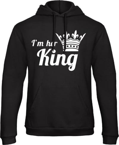 King / Queen Hoodie I'm her King (King - Maat XS) | Koppel Cadeau | Valentijn Cadeautje voor hem & haar