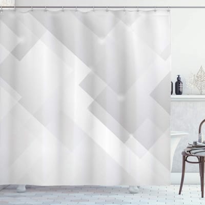ABAKUHAUS Abstrakt – Douchegordijn Perspectief Strepen – Wit 175x180 cm