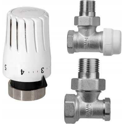 Thermostatische Radiatorafsluiter Set Hoekmodel met Thermostaatkophuis Wit
