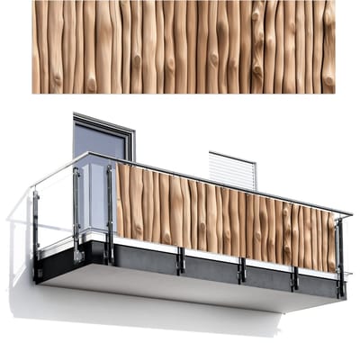 Balkonscherm 300x95 cm - Balkonposter Hout - Stam - Lichtbruin - Balkon scherm decoratie - Balkonschermen - Balkondoek zonnescherm