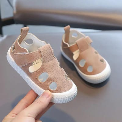 Chaussures d'été antidérapantes à semelle souple pour enfants, chaussures plates de princesse, couleur unie, ajourées, décontractées et Cool 21 écorce tannante