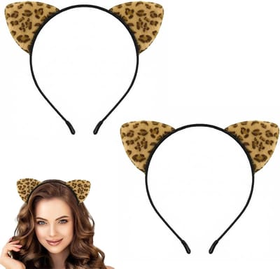 Luipaardoren haarband voor dames, schattige kattenoren hoofdband, kostuumaccessoires voor feesten en dagelijks gebruik, trendy luipaardprint stijl