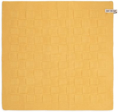 Knit Factory Gebreide Keukendoek - Keukenhanddoek Uni - Handdoek - Vaatdoek - Keuken doek - Gold - Goud - 50x50 cm